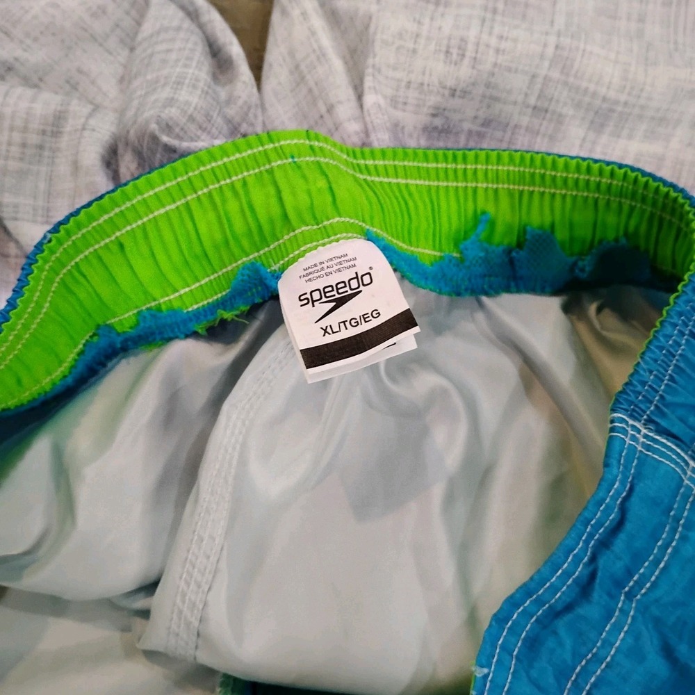SPEEDO Board Shorts /Swim Trunks Men's XL Gray With Blue Green Turquoise Ombre - Picture 7 of 10